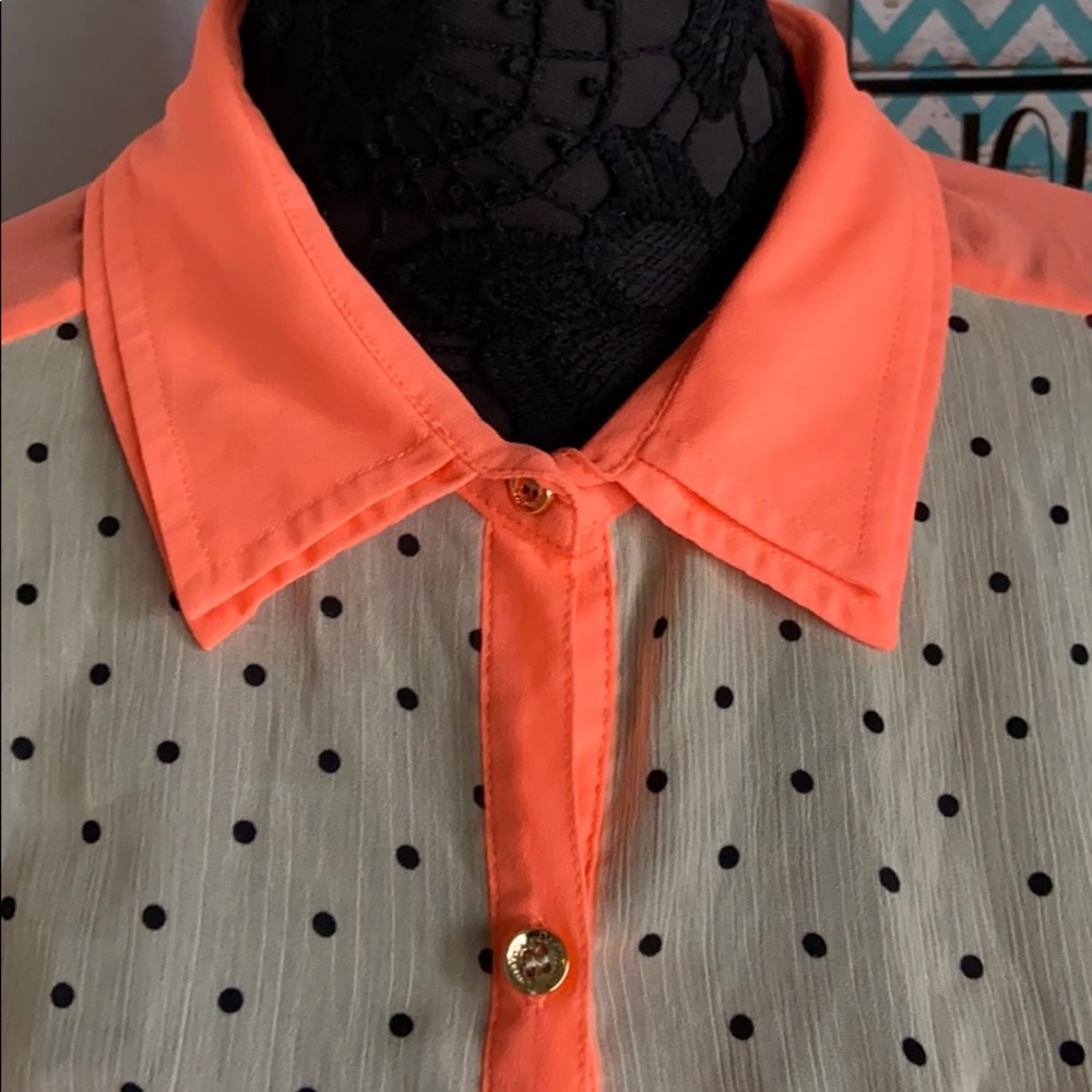 Democracy long sleeve polka dot blouse size large - Picture 4 of 15